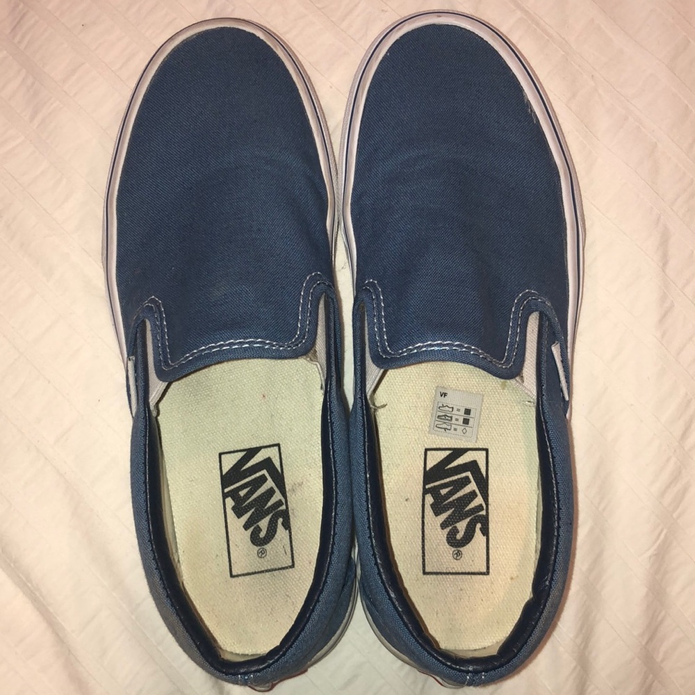 blue slip on vans